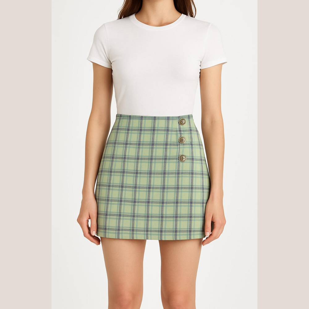 ✨Rumor Vintage Stylish Green Plaid Mini Skirt
